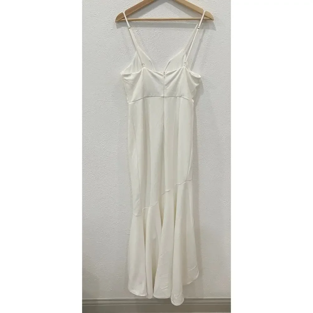 Selfie Leslie Darlene Front Split High/Low Hem Maxi Dress White Large NEW - Picture 2 of 6